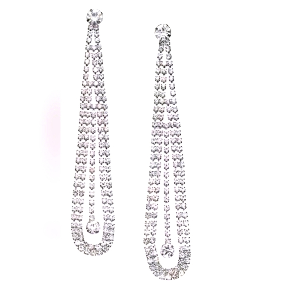 Silver-Tone Crystal Pendulum Drop Earrings,